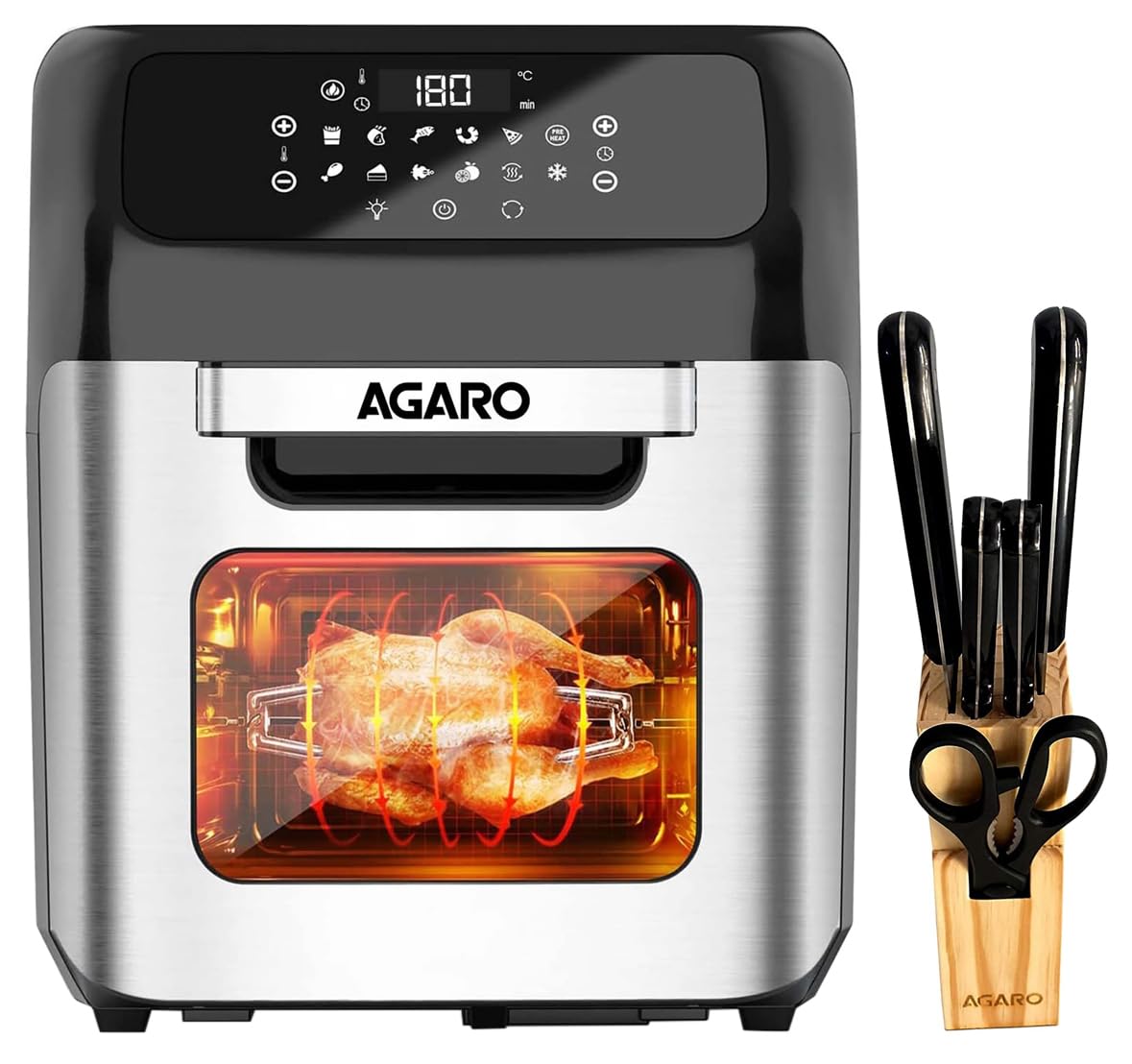 Agaro Regency Air Fryer, 12L, Silver & AGARO Galaxy 6 Pcs Kitchen